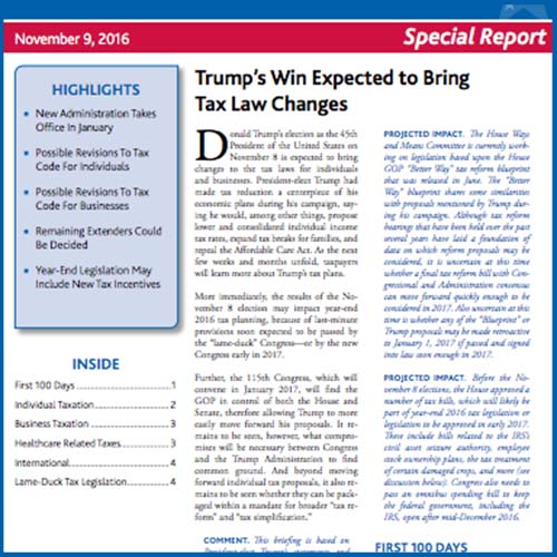 Post-Election Tax Policy Update