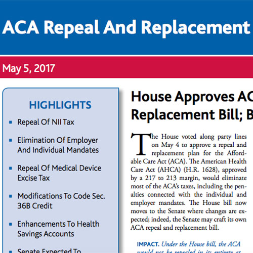 ACA Repeal and Replacement-Update