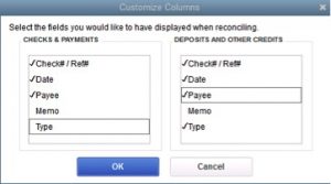 Customize column quickbooks