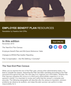 Employee Benefit Plan Newsletter: Hawkins Ash CPAs