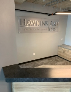 The new reception desk in our Green Bay office